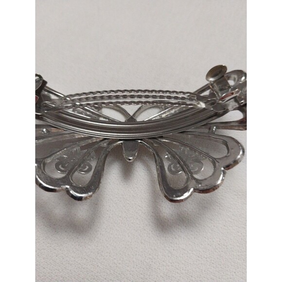 Vintage Butterfly Hair Clip Barrette French Style Silver Tone 3.75"x2.25" - Picture 7 of 10